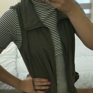 Wet Seal Vest & Forever 21 Striped Bodycon Dress